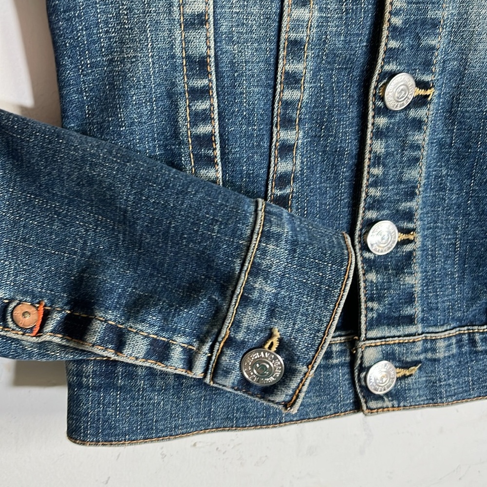 True Religion Emily Dark Wash Western Jean Denim Jacket Women’s Size M - Picture 4 of 9